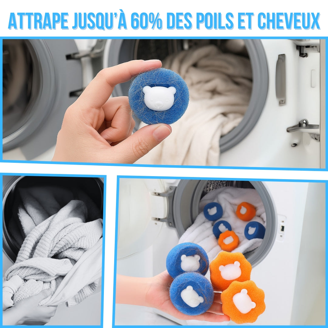 Boule CaptiPoils™ - éponge anti-poils réutilisable pour machine à laver