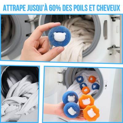 Boule CaptiPoils™ - éponge anti-poils réutilisable pour machine à laver