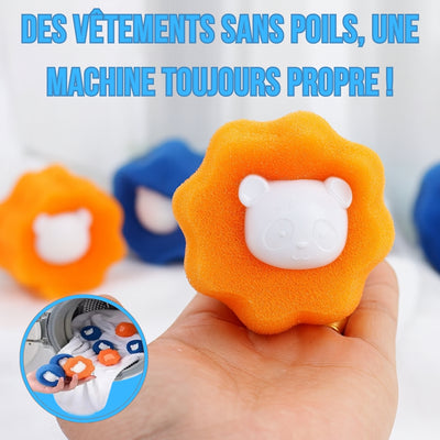 Boule CaptiPoils™ - éponge anti-poils réutilisable pour machine à laver