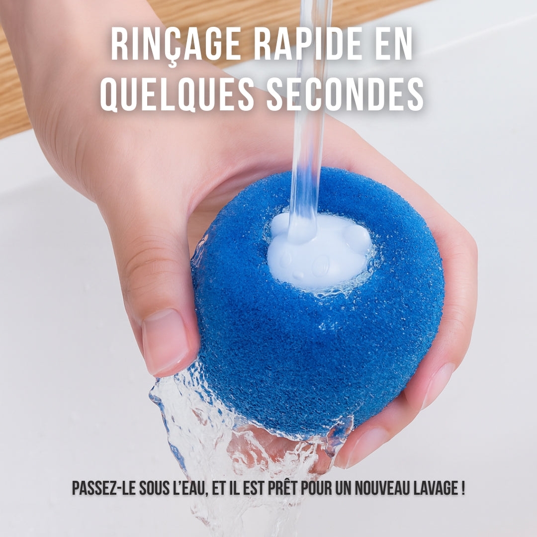 Boule CaptiPoils™ - éponge anti-poils réutilisable pour machine à laver